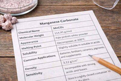 جدول مشخصات کامل منگنز کربنات